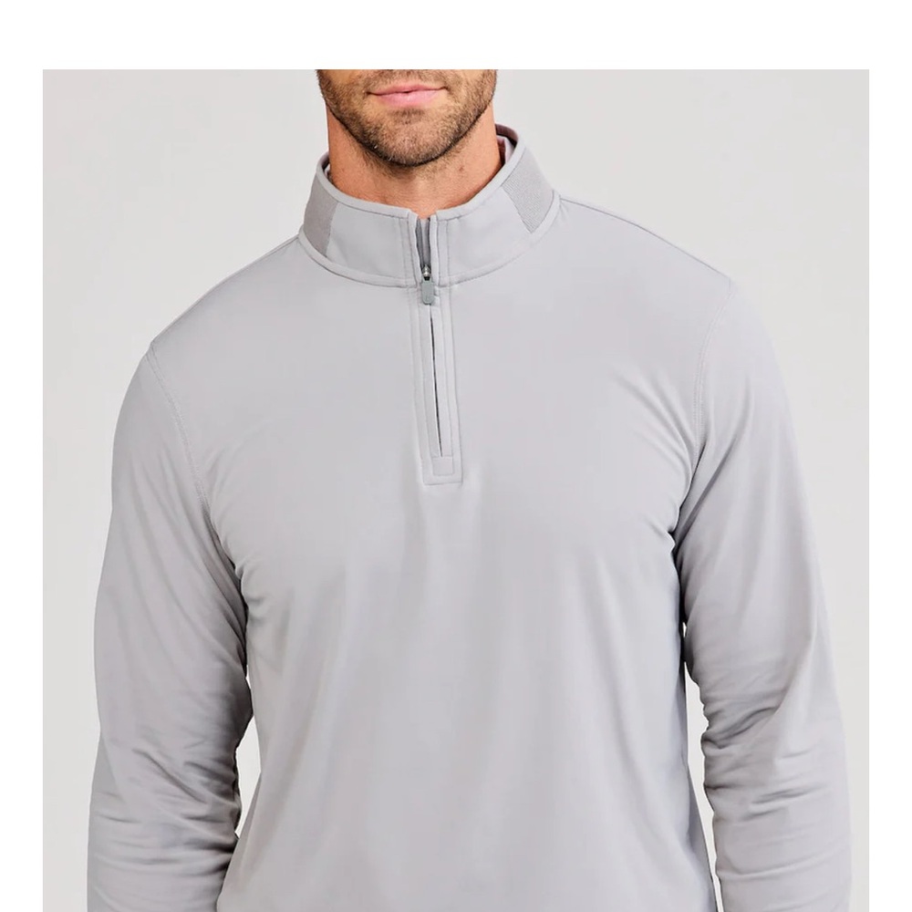 Gray Lightweight Shirt Jacket with High Collar and Quarter-Zip